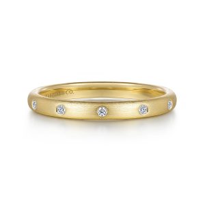 14K Yellow Gold Diamond Stackable Ladies Ring
