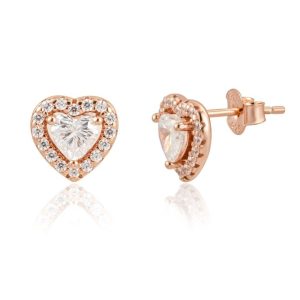 1.5 Carat Halo Heart Stud Earrings/18K Rose Gold Vermeil & Cubic Zirconia