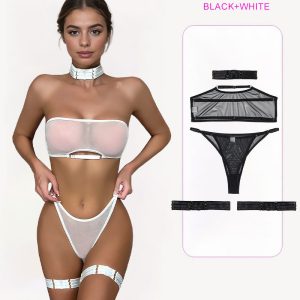2 Packs Sheer Mesh Bra and Thong Set