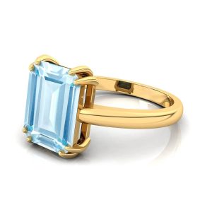 3 Carat Aquamarine Engagement Ring/18k Solid Yellow Gold