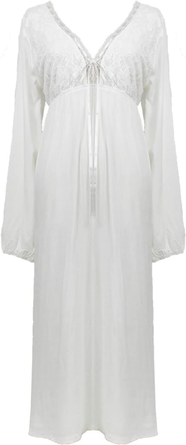 YAROVA Womens Nightdresses Nightshirts Spring Autumn Nightgowns Women Sexy Backless V Neck Long Sleeve Casual Loose