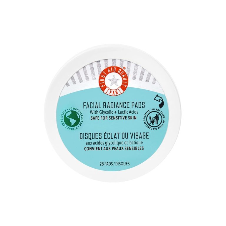 First Aid Beauty – Facial Radiance Pads with Gycloic & Lactic Acids  Daily Exfoliating Pads with AHA that Help Tone & Brighten Skin  Makeup Routine Prep – Compostable for Daily Use  28 Count