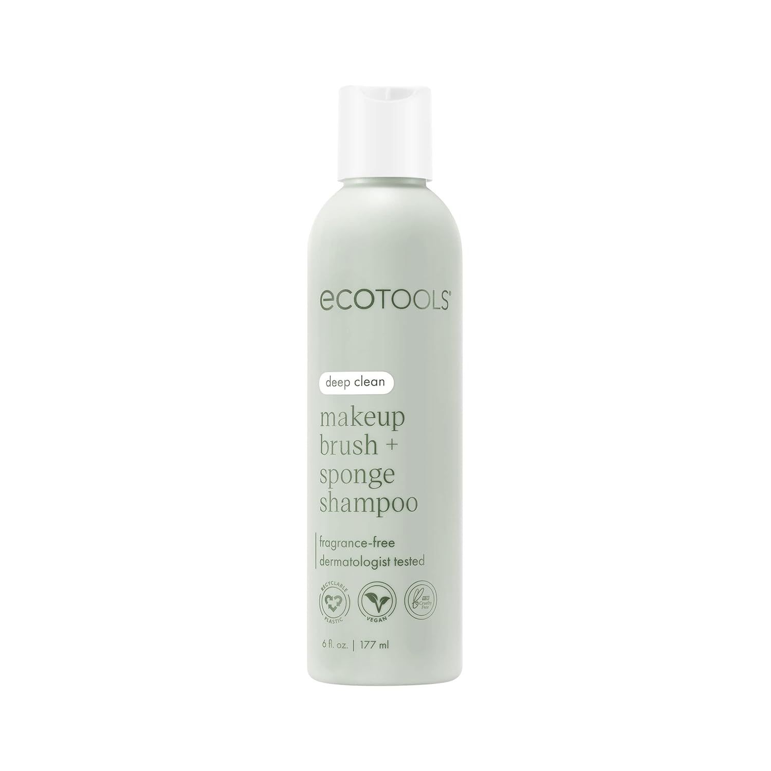 EcoTools Cleanser Shampoo for Makeup BrushSpongePuffs Remove Makeup Impurities Fragrance Free No Harsh Chemicals Vegan Cruelty Free 6 floz177 ml 1 Count
