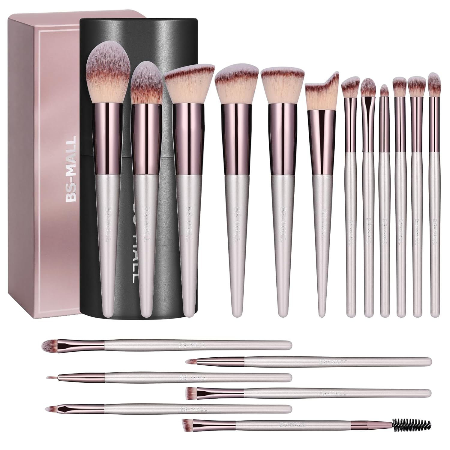 BS MALL Makeup Brush Set 18 Pcs Premium Synthetic Foundation Powder Concealers Eye shadows Blush Makeup Brushes with black case