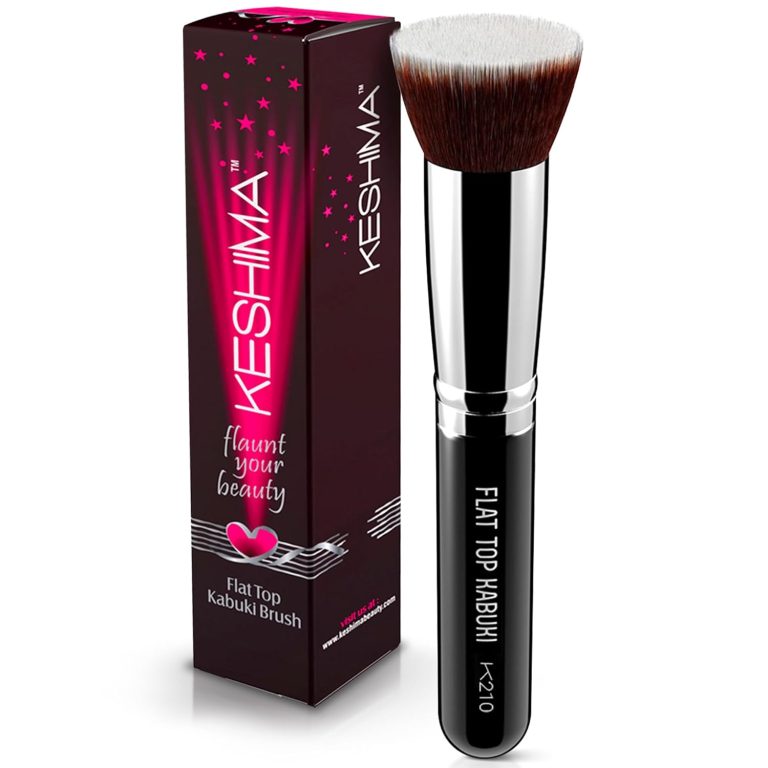 Flat Top Kabuki Foundation Brush By KESHIMA Premium Makeup Brush for Liquid Cream and Powder Buffing Blending and Face 12 Top Diameter