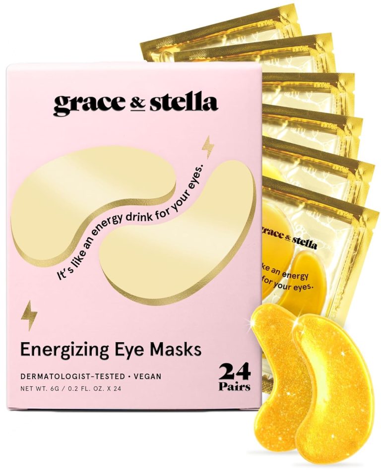 grace stella Award Winning Under Eye Mask Travel Essentials Birthday Gifts for Women Gel Eye Patches for Dark Circles Puffy Eyes Wrinkles Undereye Bags Vegan Self Care 24 Pairs Gold