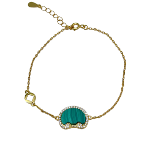 925 silver gold-plated gold ingot peacock stone bracelet