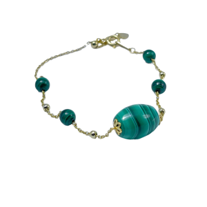 925 silver gold-plated oval peacock stone bracelet