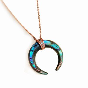 Abalone Shell Horn & Diamond Necklace