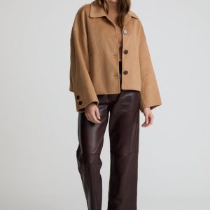 Alaia Wool Button Down Jacket In Brown