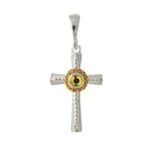 Anhänger 925 Silber Trachtenschmuck Zirkonia gelb