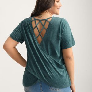 Backless Crisscross Solid T-Shirt