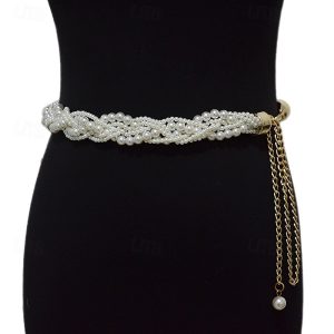 Beads Birthday / Party / Evening Sash With Imitation Pearl / Belt Women's Sashes 2025 - $21.99