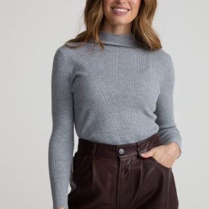 Beatrice Roll Neck Jumper In Grey