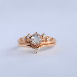 Bella Round Moonstone Ring Set - Ready to Ship