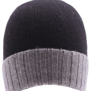 berretto cupola rasata bicolore in cashmere