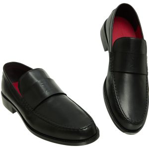 Black leather loafers