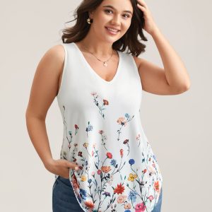 Blooming Flowers Print Stretchy Vest