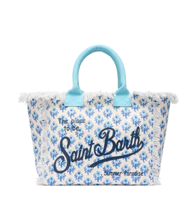 Borsa a spalla vanity con stampa floreale blu