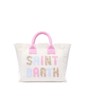 Borsa colette in canvas di cotone bianco con logo Saint Barth