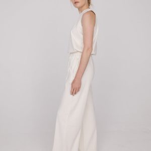 Bowie Wide Leg Trouser In Cream