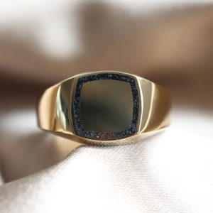 Brad gold inlay signet ring - Ready to Ship