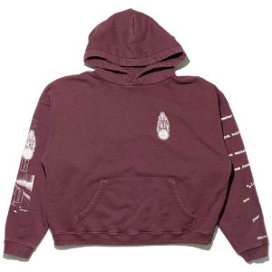 Burgundy hoodie with print