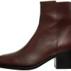 Burgundy leather ankle boots