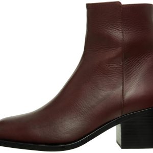 Burgundy leather ankle boots
