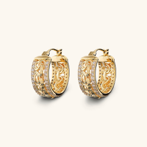 Byzantine Chain Hoop Earrings with Pavé Rondelles in Cubic Zirconia