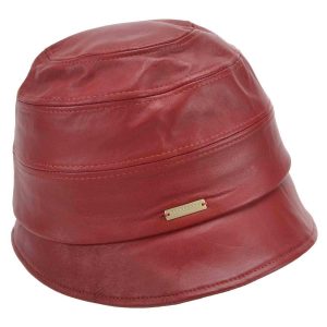 Cappello cloche donna in pelle bordeaux