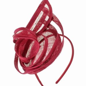 Cerchietto donna in paglia sinamay rossa