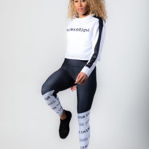 Champions Crop Sweatshirt in White / Black - SheWarrior
