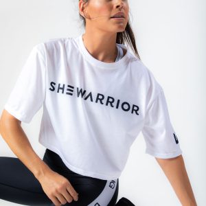Champions Crop Top in White - SheWarrior