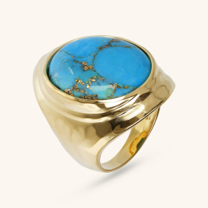 Chevalier Ring with Oval Magnesite Natural Stone