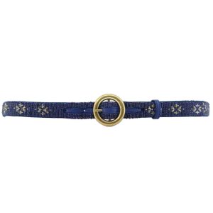 Cinture donna Leather & Beads in perline blu
