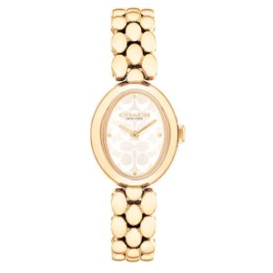 COACH Sammy White Signature Dial Gold-Tone Bracelet Watch 22mm - 14504417