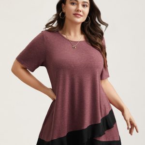 Color Contrast Overlap Hem Flared Top