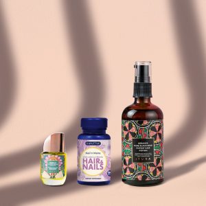 Complete Hair and Nail Beauty Set - Keranya Hair Oil, Sabala Nail and Cuticle Oil and Nail n Mane Dietary Supplement