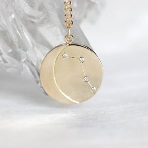 Constellation Necklace, 14K Diamond Zodiac Necklace