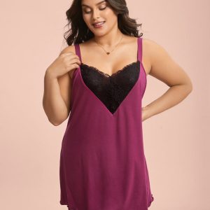 Crochet Lace Mesh Contrast Sleep Dress