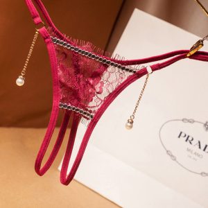 Crotchless Pearl Pendant Thong