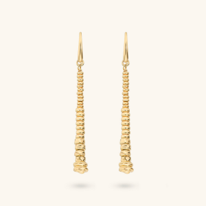 Dangle Earrings with Hammered Discs and Shiny Spheres