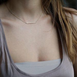 Diamond Bar Necklace, Pave Diamond Bar Necklace