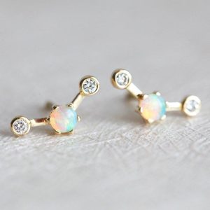 Diamond Earrings, Opal Studs