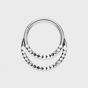 Double Hoop Pyramid Titanium Septum Clicker Ring