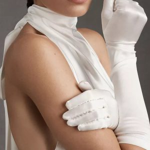 Elegant Elbow Satin Simple Satin Long Bridal Gloves, VM22