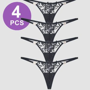 Embroidered Lace Thong Panty Set