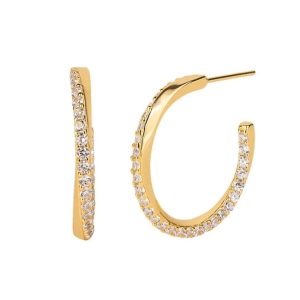 Entwined J Hoop Earrings/18K Yellow Gold Vermeil & Premium Cubic Zirconia