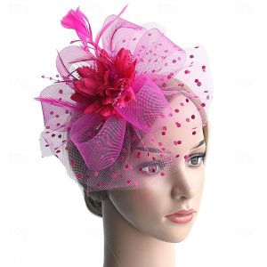 Fascinators Hats Headwear Organza Floppy Hat Top Hat Veil Hat Horse Race Cocktail Elegant Vintage With Feather Bows Headpiece Headwear 2025 - $15.99